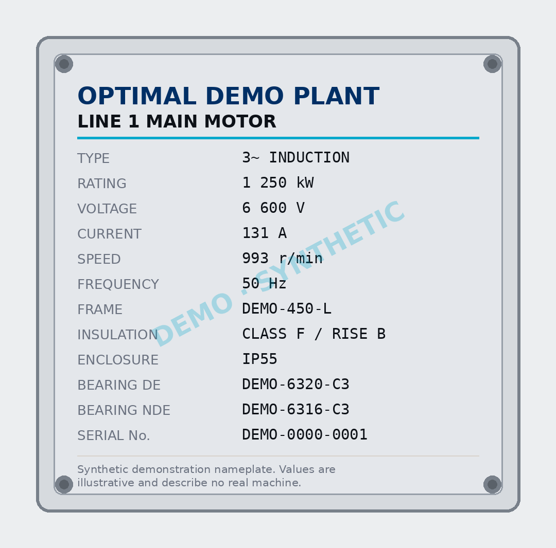 Main Motor – Nameplate